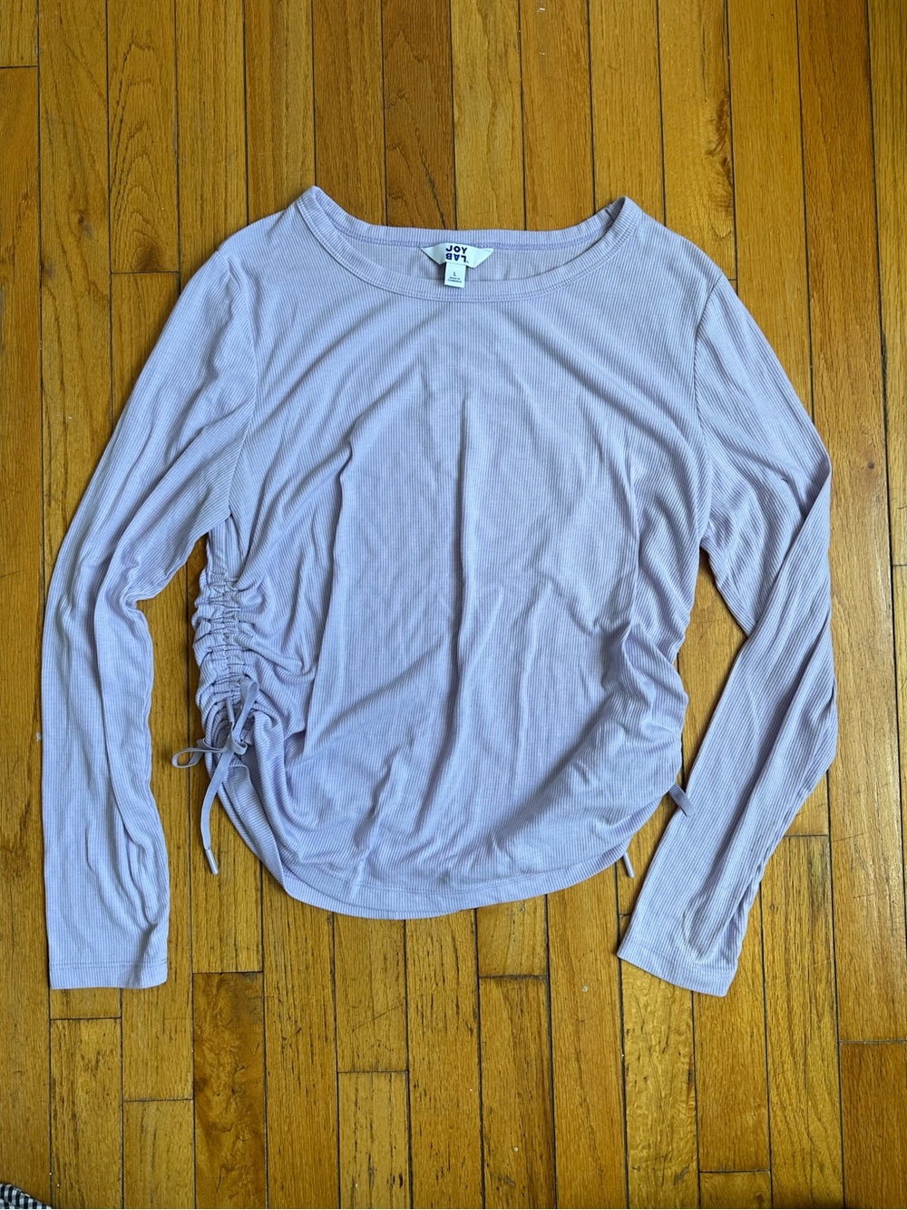 JoyLab Lavender Long Sleeve Side-Ruched Top